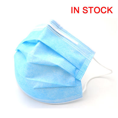Blue Anti Virus 3ply Face Mask , Non Woven Disposable Mask 95% Filter With Earloop